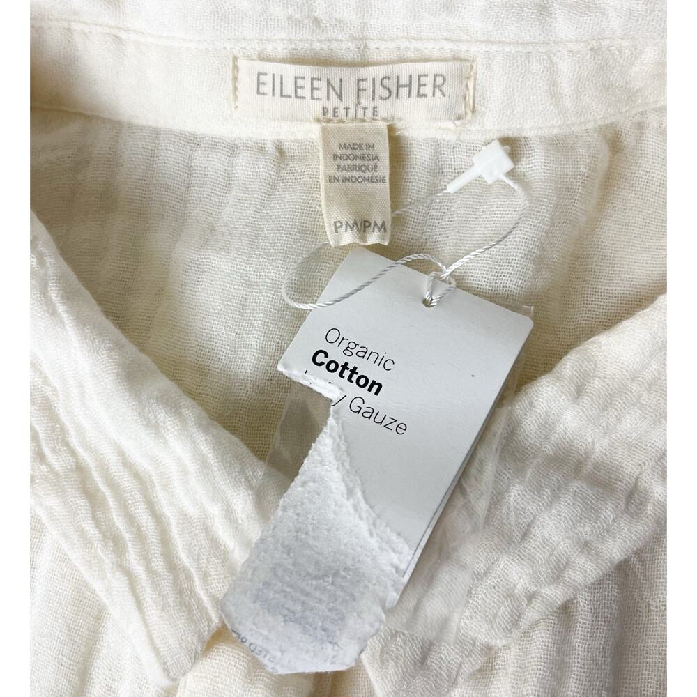 Eileen Fisher Organic Cotton Gauze Shirt Dress Minimalist Capsule Size PM NWT - Picture 6 of 8